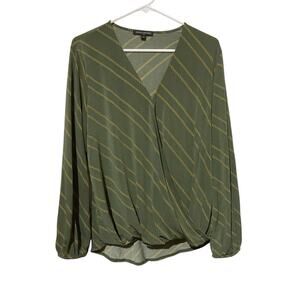 Banana Republic Women’s Faux Wrap Long Sleeve V-Neck Blouse Top Size M Green